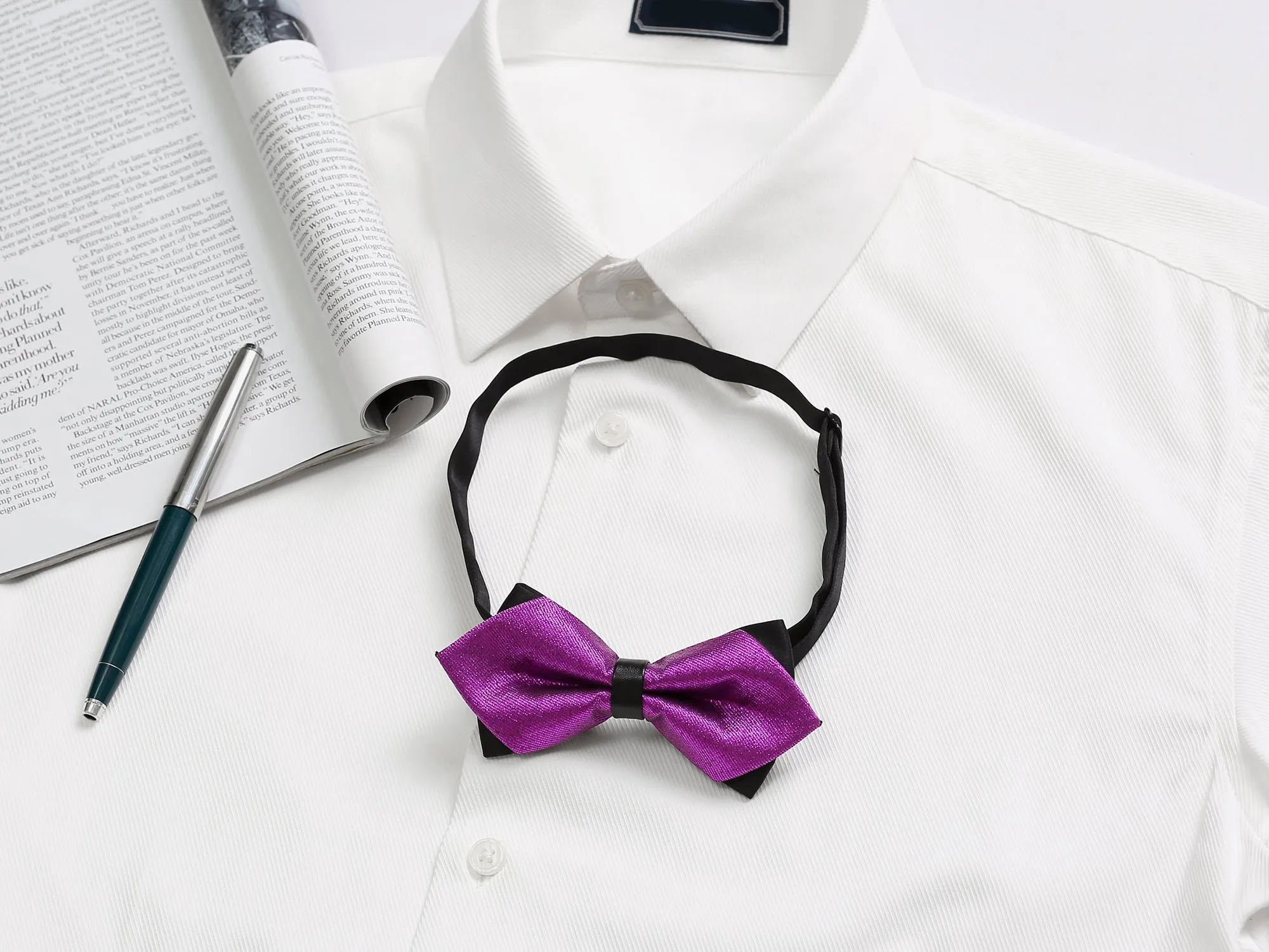 Pre-Tied Plain Bowtie Adjustable Neck Wedding Pointed Bow Ties sold by Allegra K product image thumbnail 5