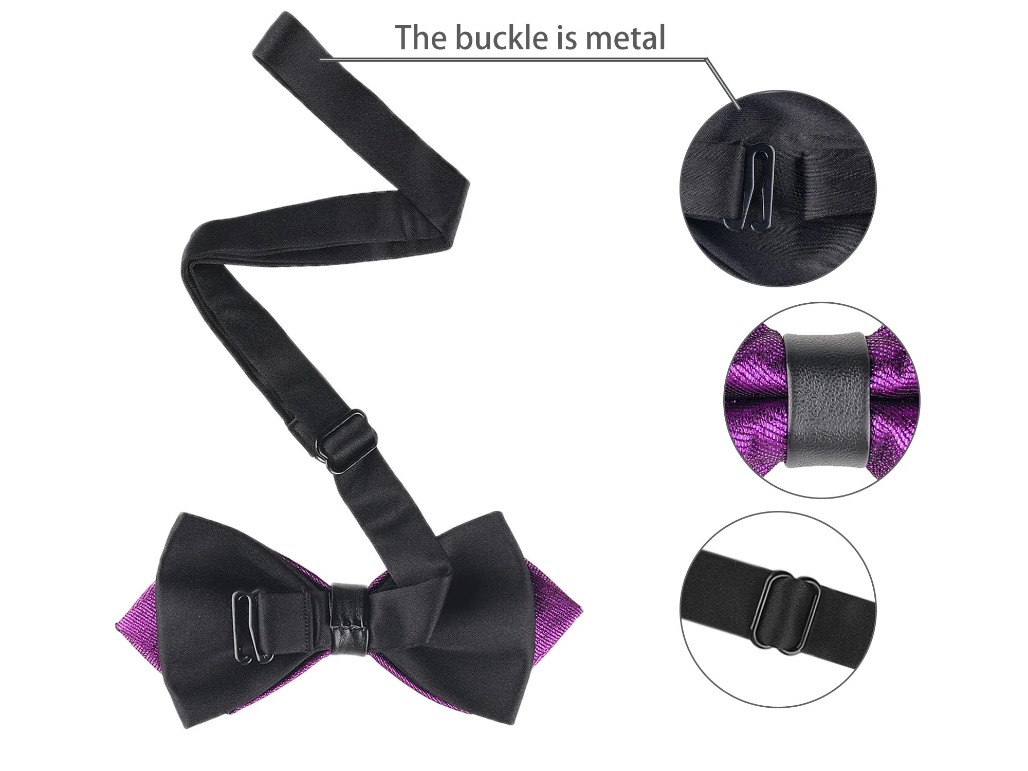 Pre-Tied Plain Bowtie Adjustable Neck Wedding Pointed Bow Ties sold by Allegra K product image thumbnail 3