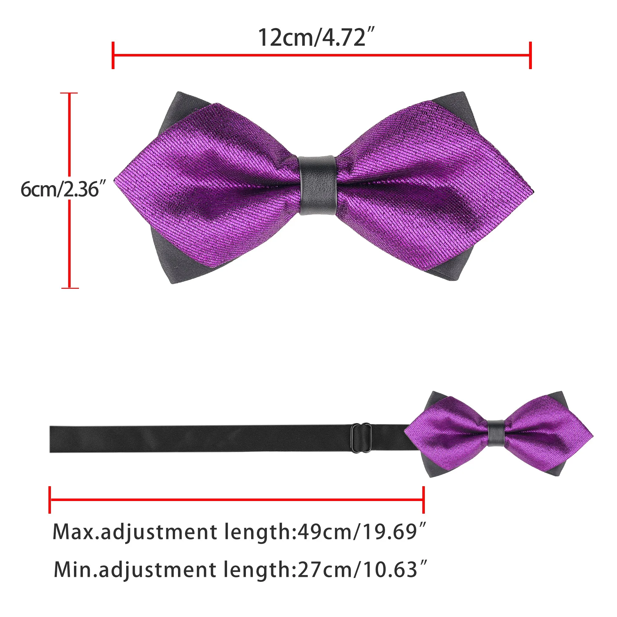 Pre-Tied Plain Bowtie Adjustable Neck Wedding Pointed Bow Ties sold by Allegra K product image thumbnail 4