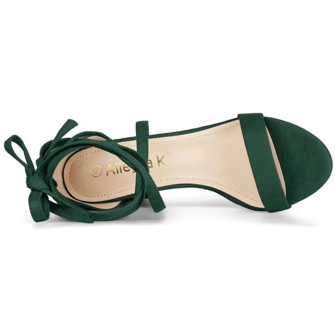 Faux Suede Open Toe Lace Up Chunky High Heel Sandals sold by Allegra K product image thumbnail 5