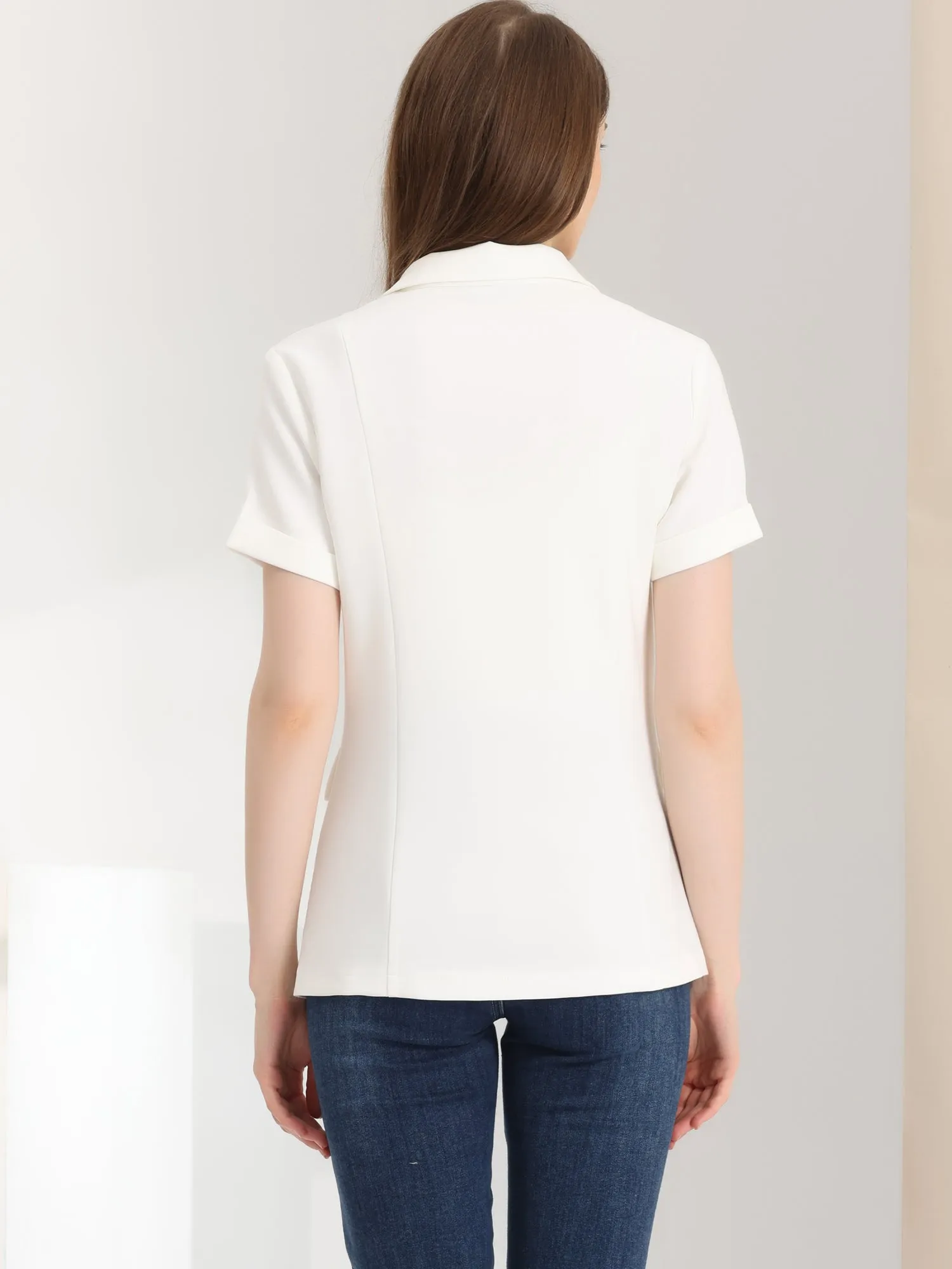 1 Button Office Business Short Sleeve Blazer Jacket sold by Allegra K product image thumbnail 3