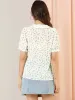 Floral Swiss Dot Textured Semi Sheer Short Sleeve Collar Shirt sold by Allegra K