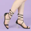 Woven Lace Up Braided Clear Block Heel Sandals sold by Allegra K
