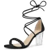 Woven Lace Up Braided Clear Block Heel Sandals sold by Allegra K