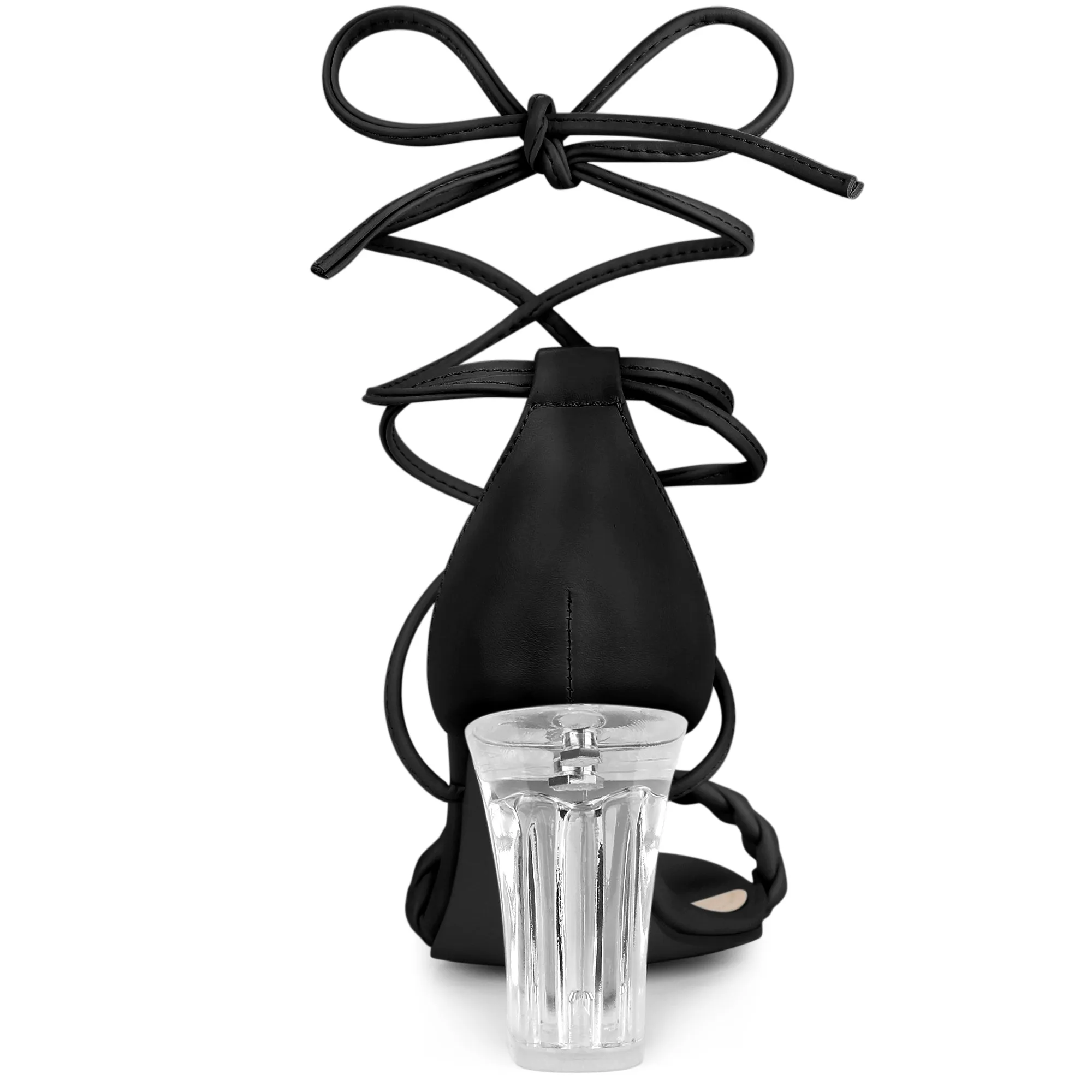 Woven Lace Up Braided Clear Block Heel Sandals sold by Allegra K product image thumbnail 5