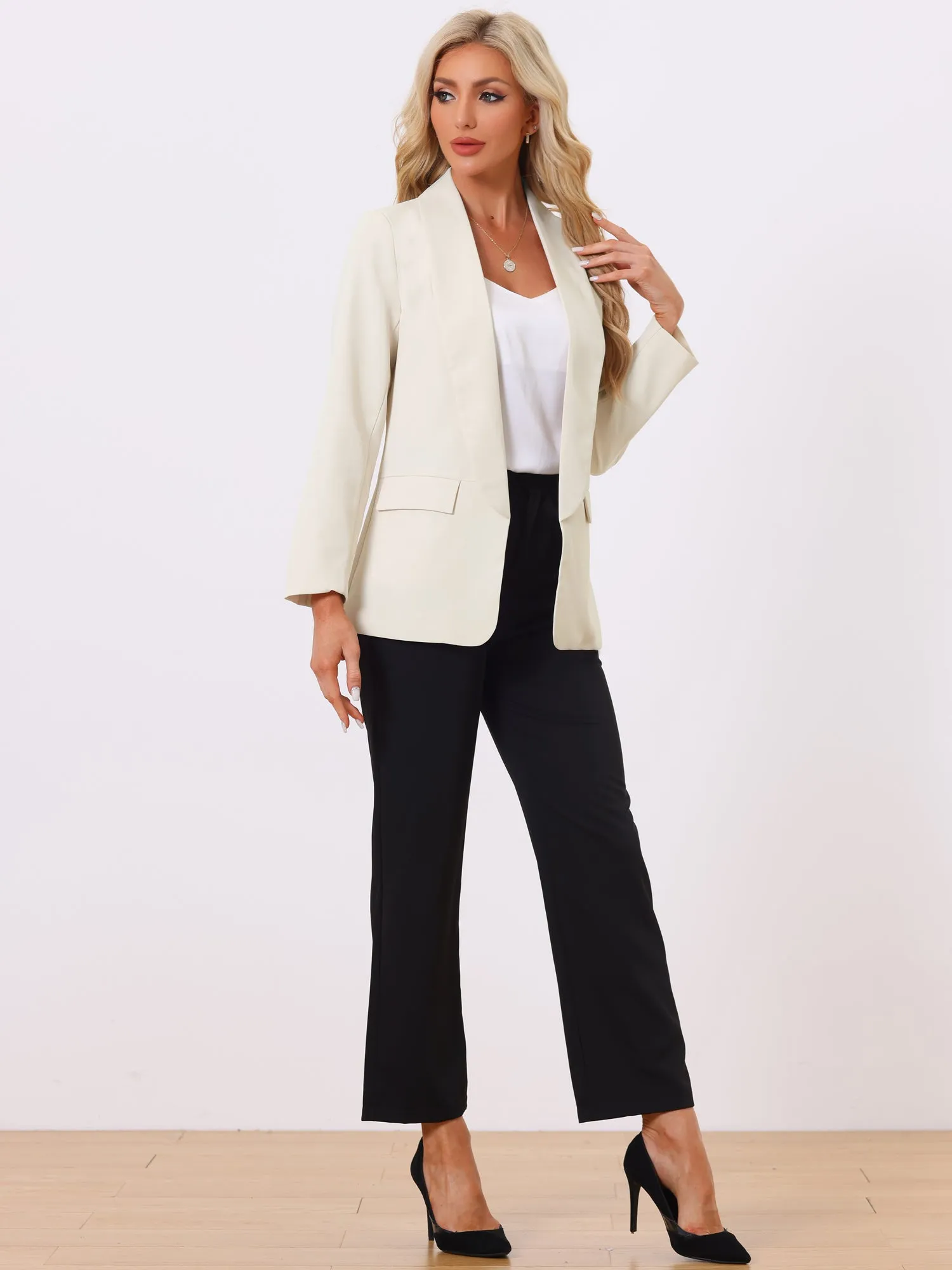 Shawl Lapel Collar Long Sleeve Open Front Work Office Blazer sold by Allegra K product image thumbnail 2