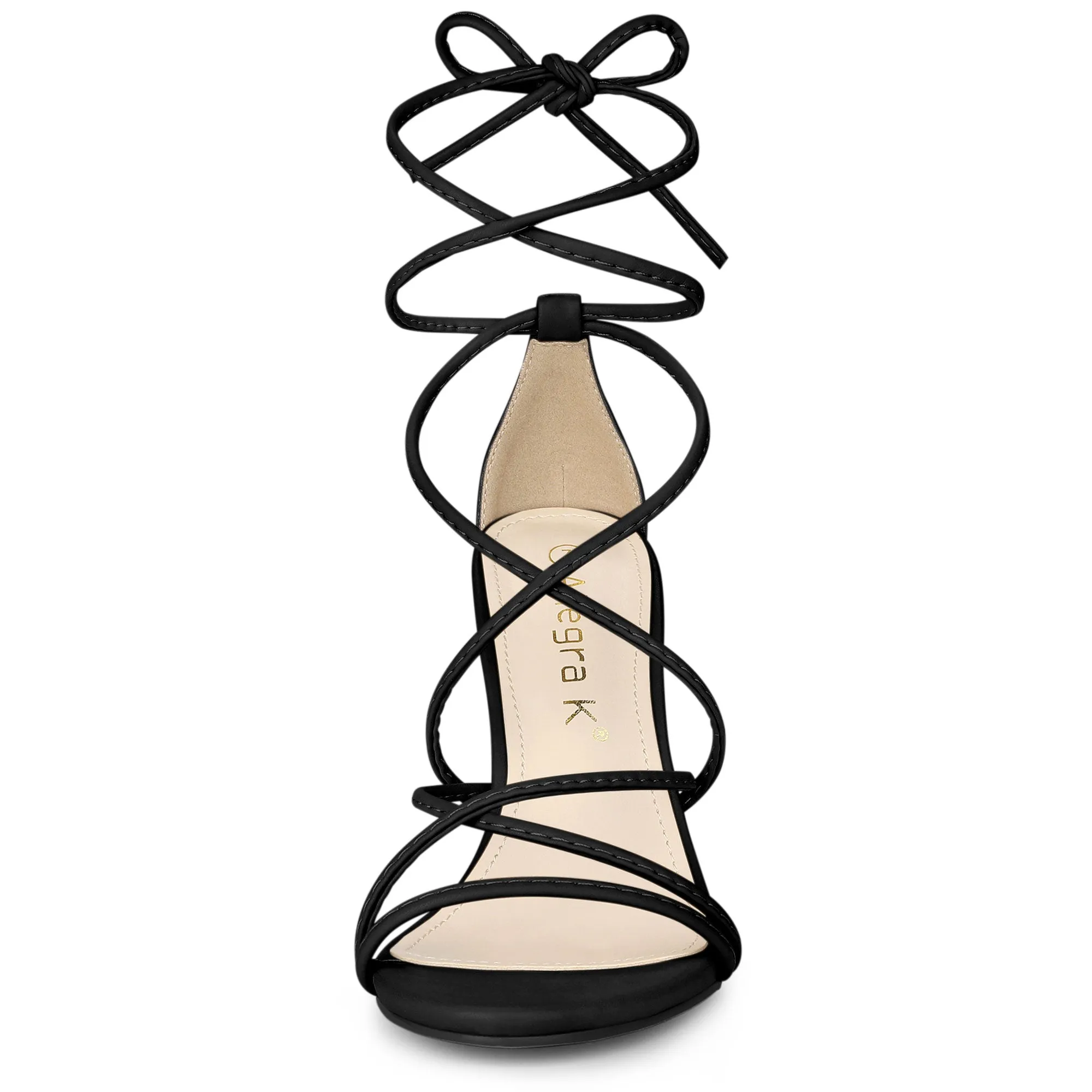 Faux Leather Lace Up Ankle Strappy Stiletto Heel Sandals sold by Allegra K product image thumbnail 4