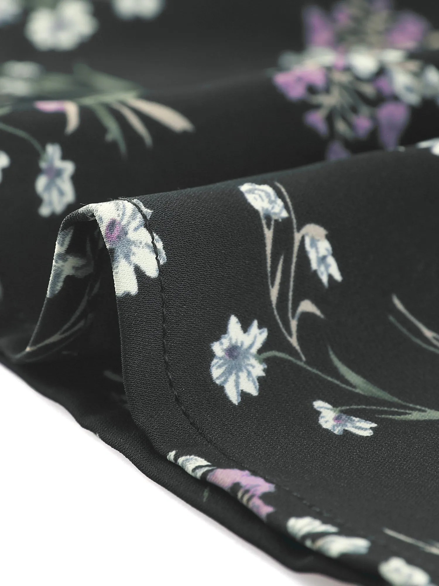 Mock Neck Floral Shirt Work Office Button Back Chiffon Blouse sold by Allegra K product image thumbnail 4