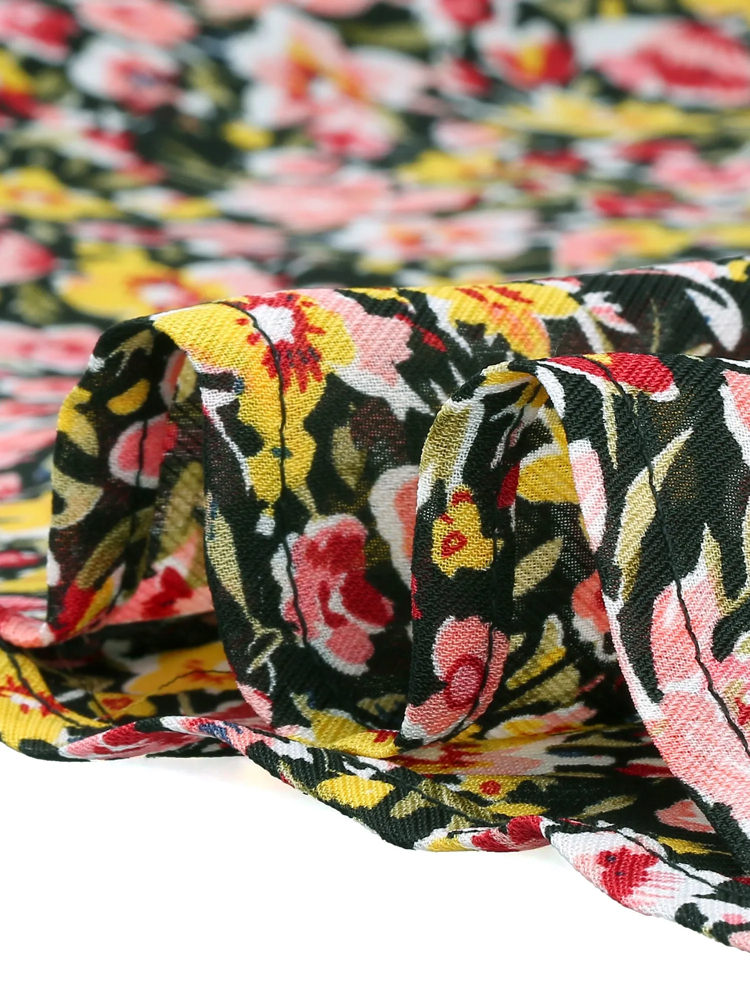 Floral Print Square Neck A-Line Smocked Waist Puff Sleeve Dress sold by Allegra K product image thumbnail 5