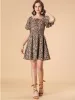 Floral Print Square Neck A-Line Smocked Waist Puff Sleeve Dress sold by Allegra K