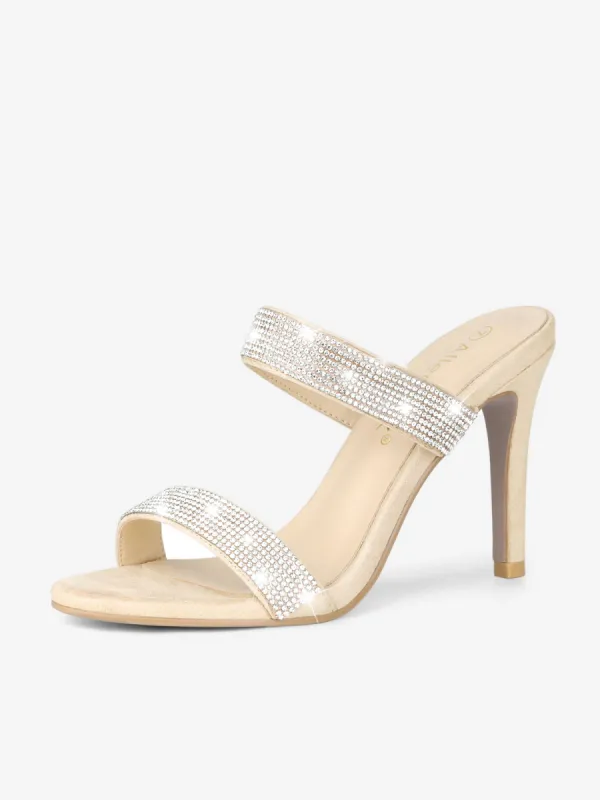 Open Toe Stiletto Heel Rhinestone Mules Summer Sandals sold by Allegra K