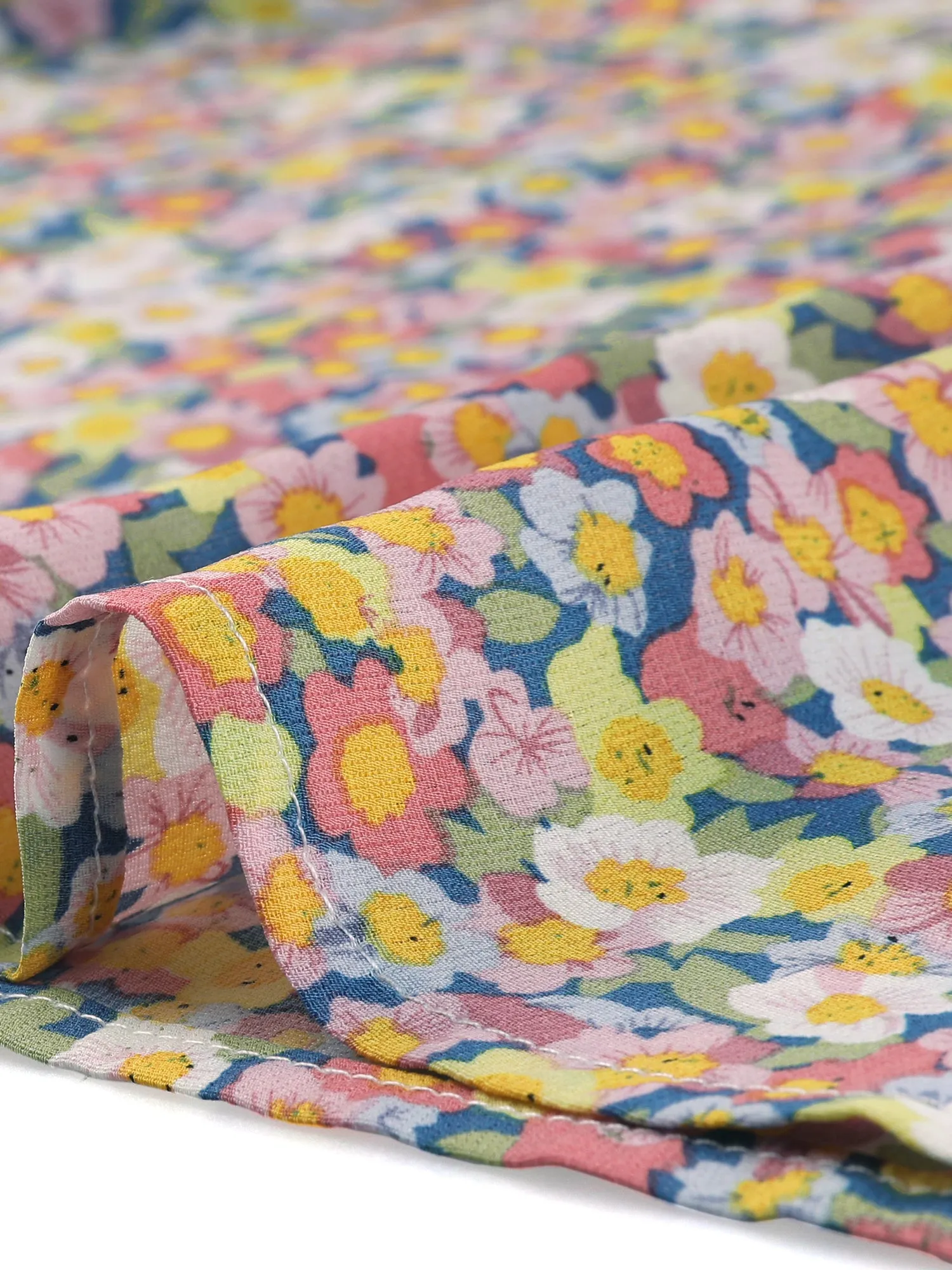 Allegra K Short Sleeve Elastic Waist Belted Floral Dress sold by Allegra K product image thumbnail 5