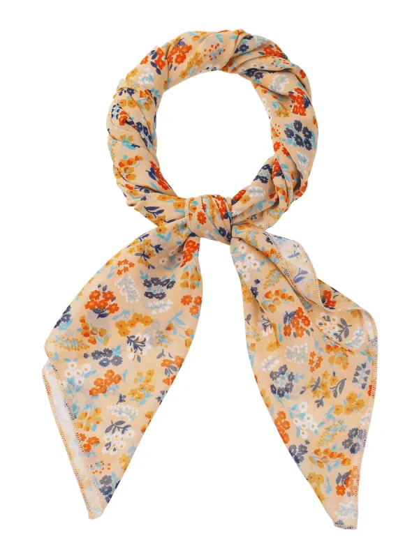 Chiffon Floral Print Square Kerchief Neck Scarf Neckerchief made by Allegra K