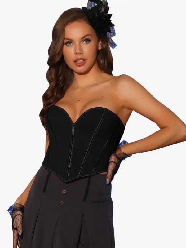 Strapless Sweetheart Neck Lace-Up Bodyshaper Bustier Corset sold by Allegra K