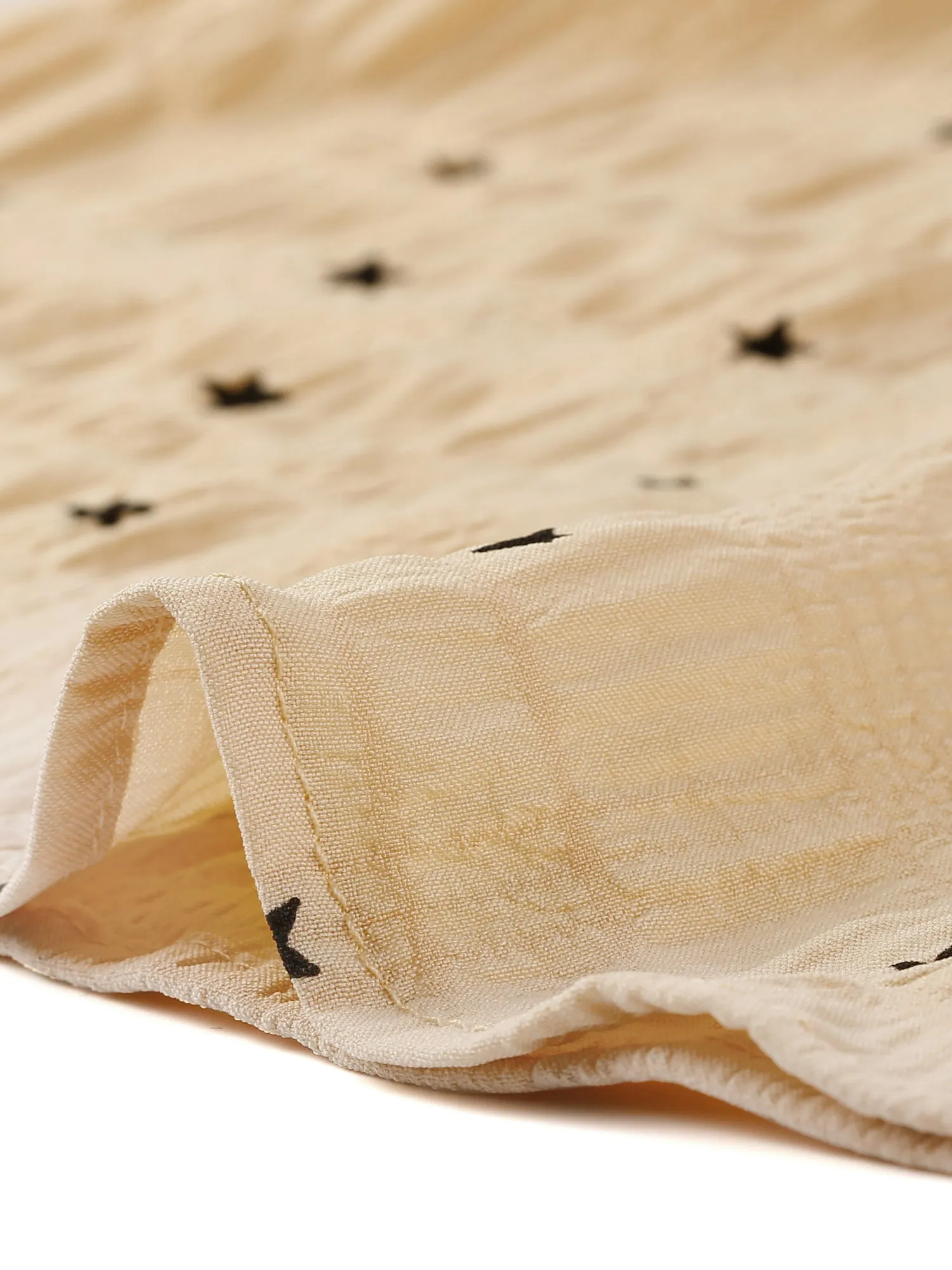 Casual Peter Pan Collar T Shirt Textured Stars Button Down Ruffle Top sold by Allegra K product image thumbnail 4