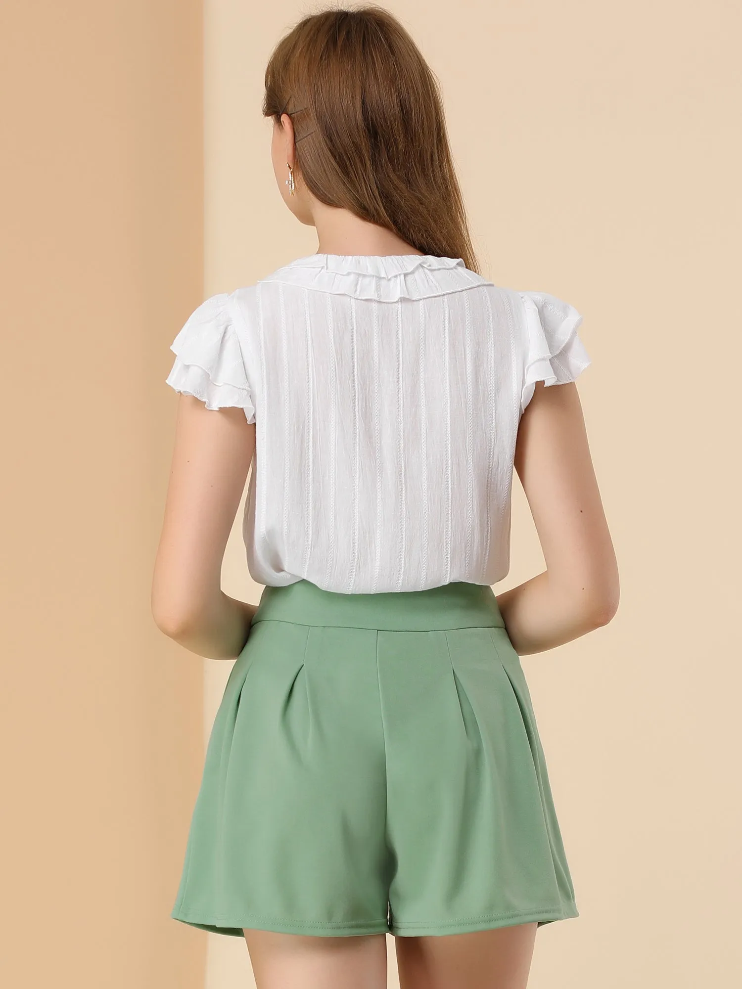 Wide Leg Pleated Button Front High Waist Summer Shorts sold by Allegra K product image thumbnail 5