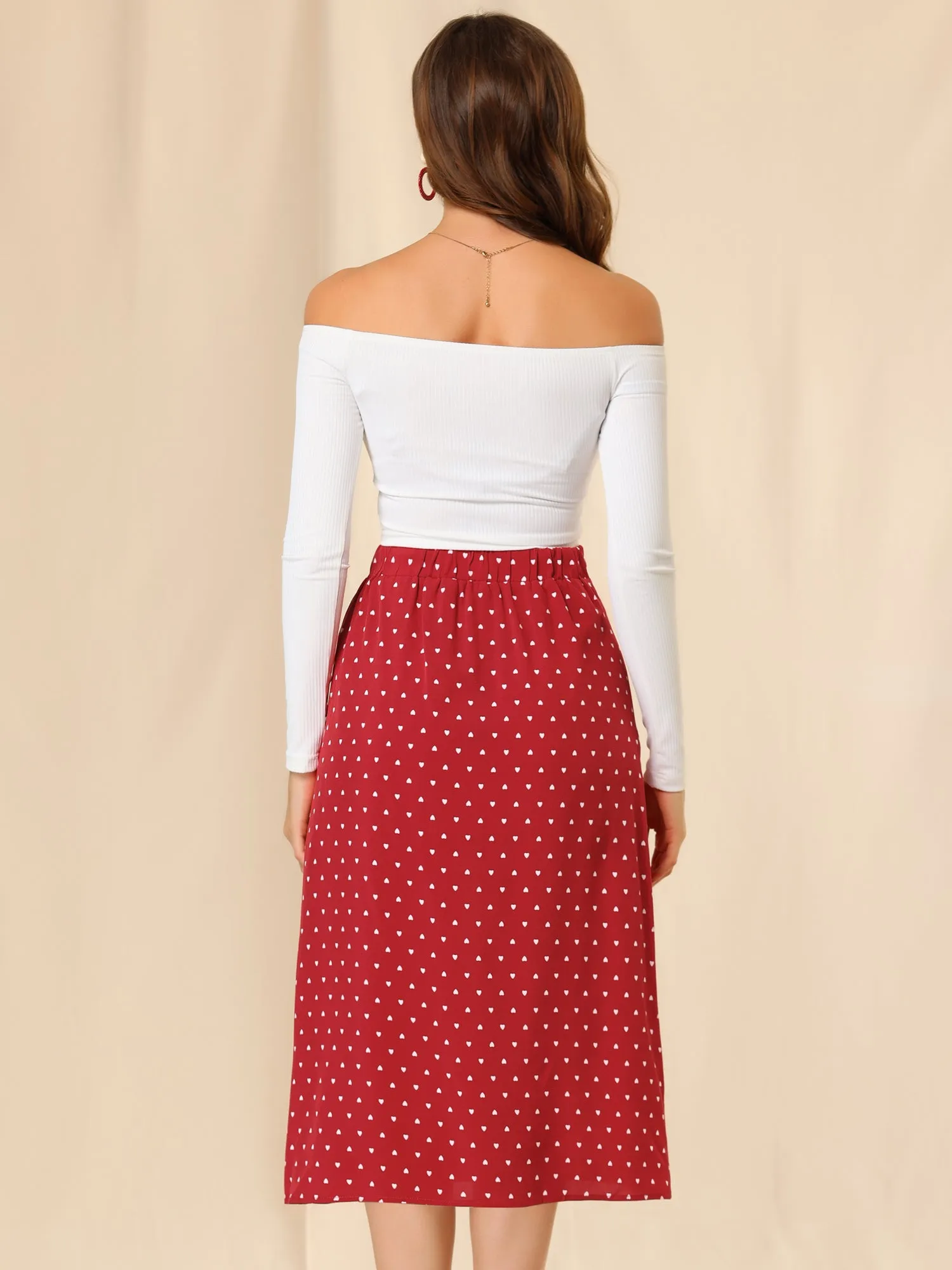 Vintage Button Decor Midi Heart Split Pencil Skirt sold by Allegra K product image thumbnail 5