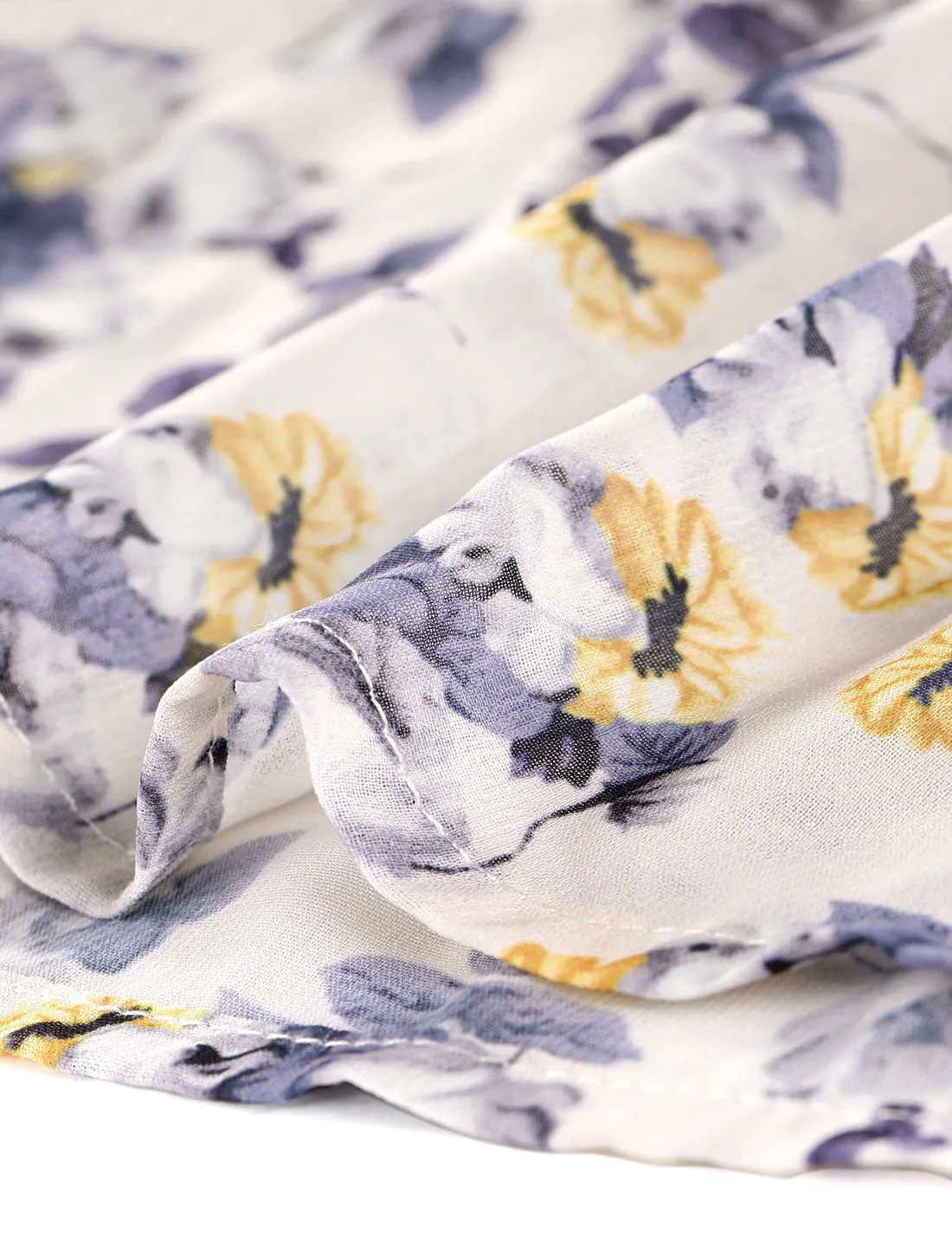 Floral Blouse Ruffle Round Neck Cami Tank Chiffon Sleeveless Top sold by Allegra K product image thumbnail 5