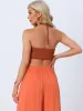 Halter Top Keyhloe Front Y2K Corset Tie Backless Smocked Back Boho Tassel Crop Top sold by Allegra K