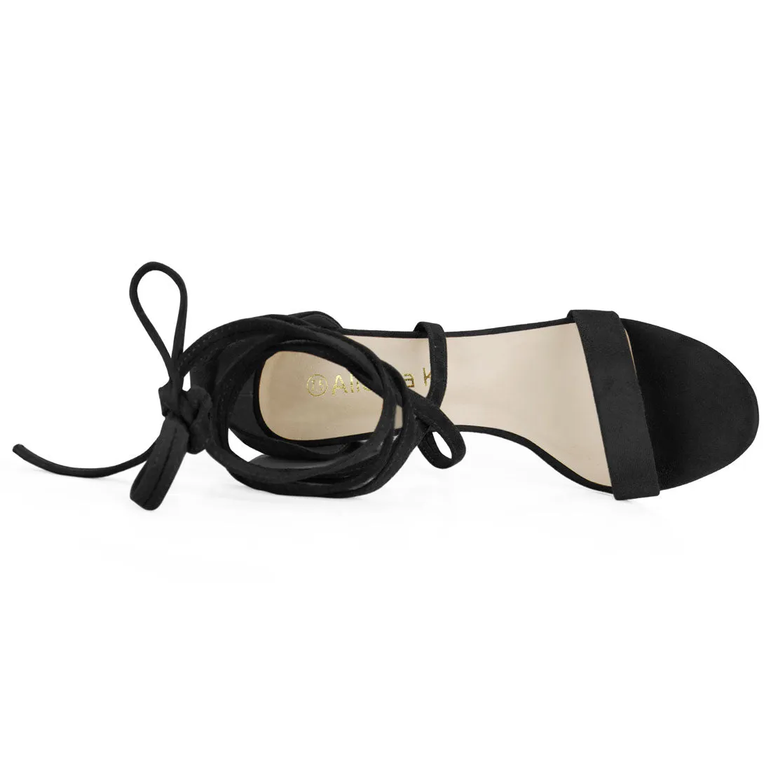 Faux Suede Open Toe Lace Up Mid Chunky Heel Sandals sold by Allegra K product image thumbnail 5