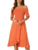 Summer Shirred Off Shoulder Ruffle Split Hem Midi Dress sold by Allegra K
