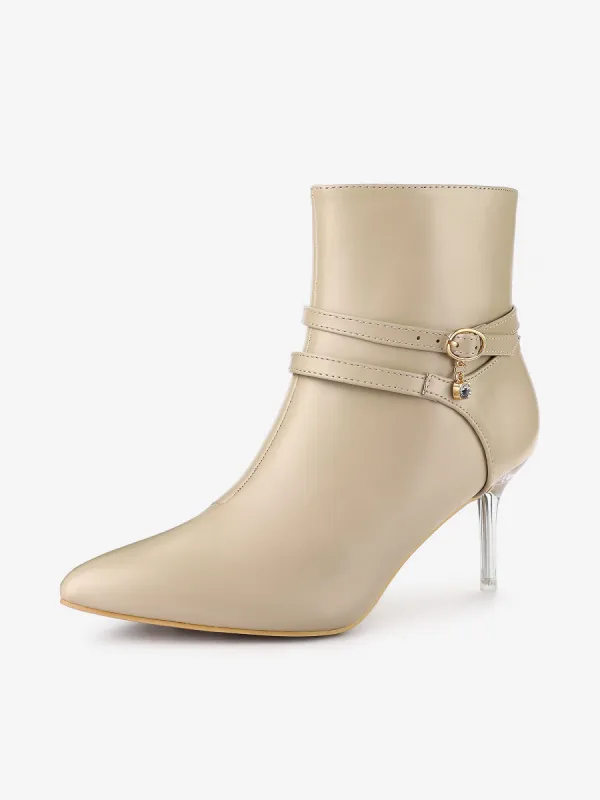 Pointed Toe Transparent Stiletto Clear Heel Ankle Boots sold by Allegra K