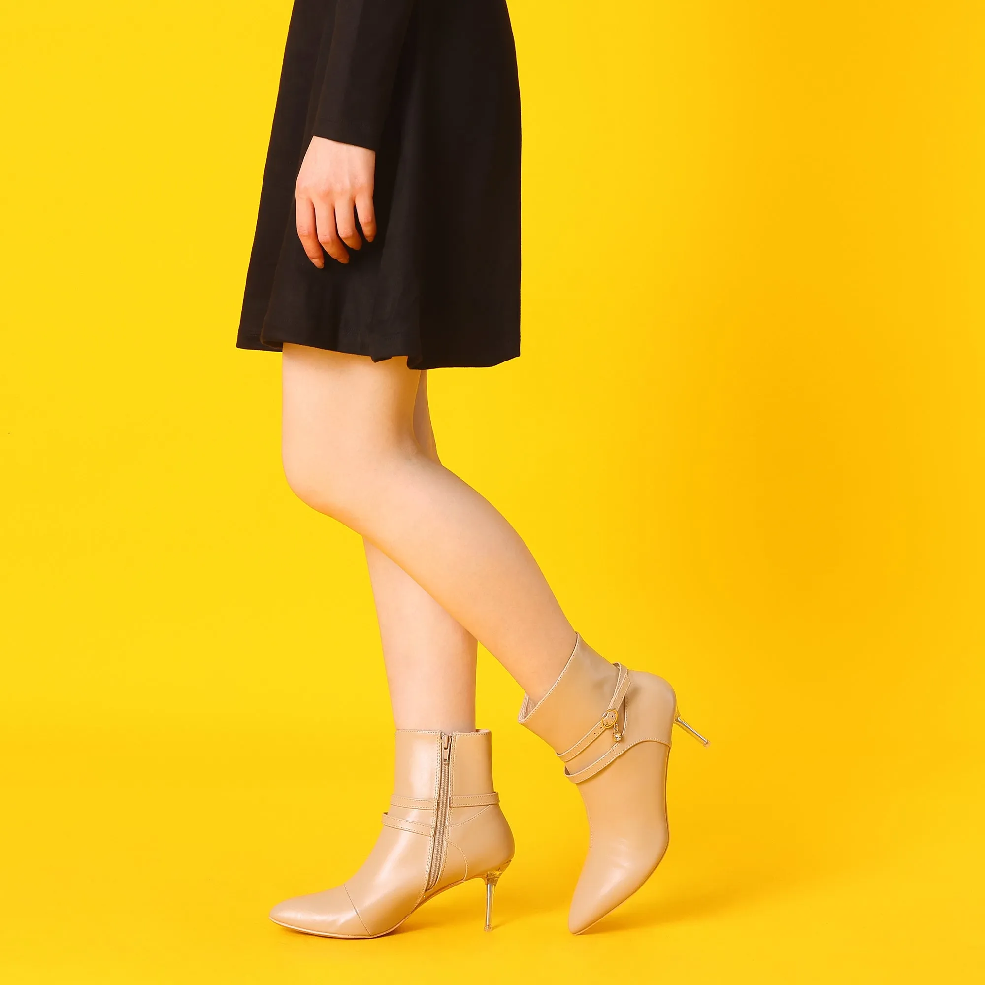 Pointed Toe Transparent Stiletto Clear Heel Ankle Boots sold by Allegra K product image thumbnail 3