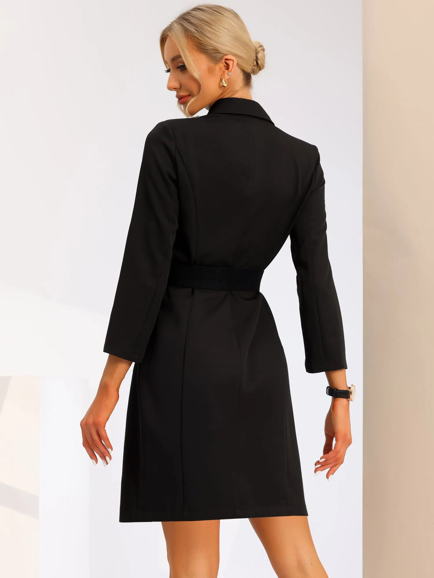 Elegant Slit Sleeve Belted Double Breasted Work Office Blazer Dress sold by Allegra K product image thumbnail 3