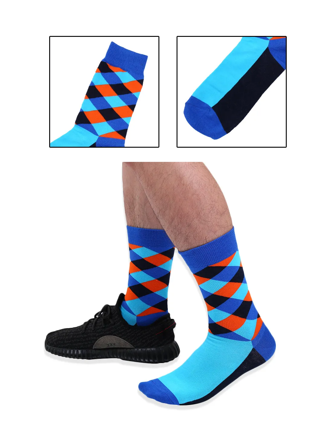 Mens Dress Argyle Colorful Funky Cotton Crew Socks 6 Pairs sold by Allegra K product image thumbnail 4