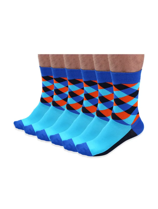 Mens Dress Argyle Colorful Funky Cotton Crew Socks 6 Pairs sold by Allegra K