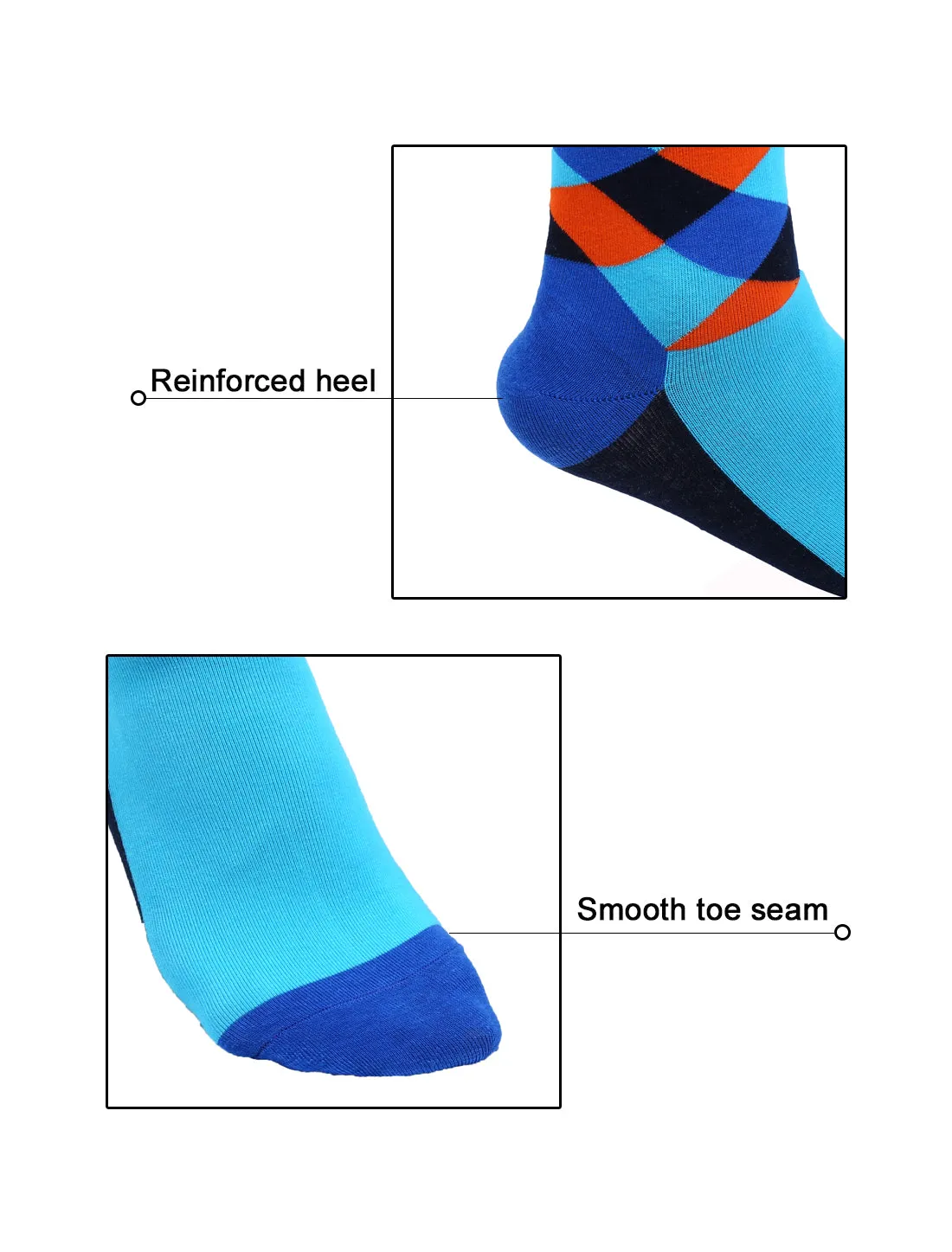 Mens Dress Argyle Colorful Funky Cotton Crew Socks 6 Pairs sold by Allegra K product image thumbnail 5