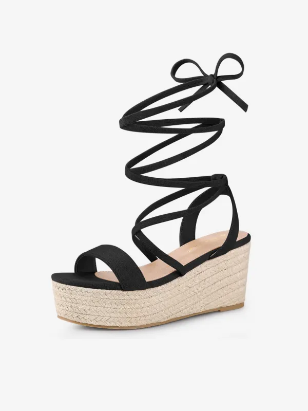 Women's Lace Up Wedge Heel Slingback Platform Strappy Sandals sold by Allegra K