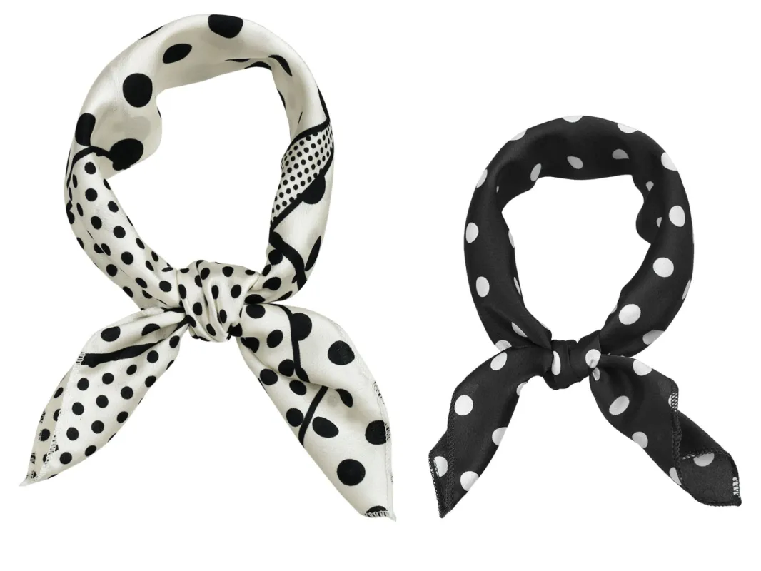 2Pcs 50cm 1950s Polka Dots Square Scarf Head Neck Scarves sold by Allegra K