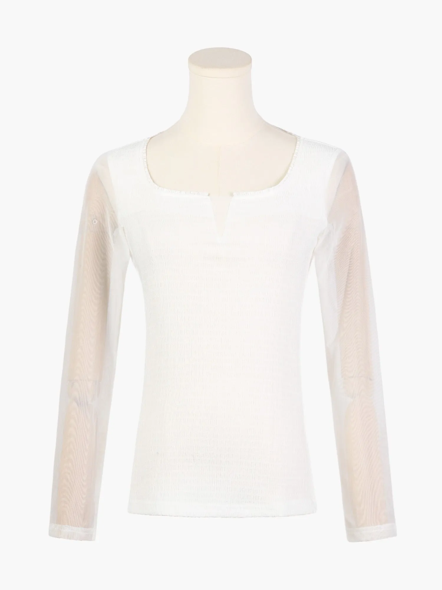 Work Blouse Square Neck Slim Fit Mesh Sheer Long Sleeve Tops sold by Allegra K product image thumbnail 2