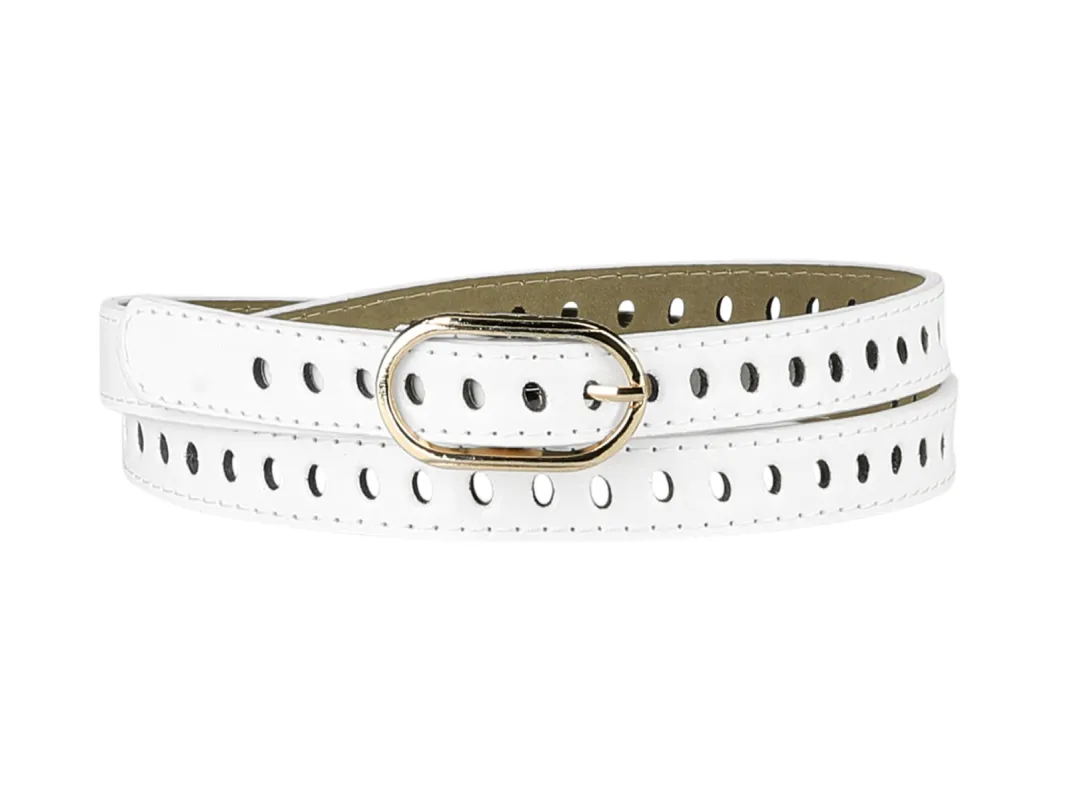 Women PU Leather Hollow Belts Plus Size Skinny Waist Belt for Jeans Pants with Pin Buckle sold by Allegra K