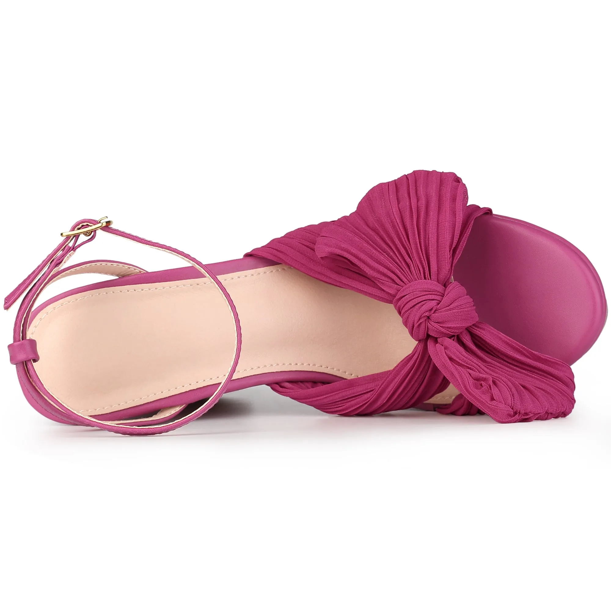 Women's Platform Pleated Bow Slingback Block High Heel Sandals sold by Allegra K product image thumbnail 5