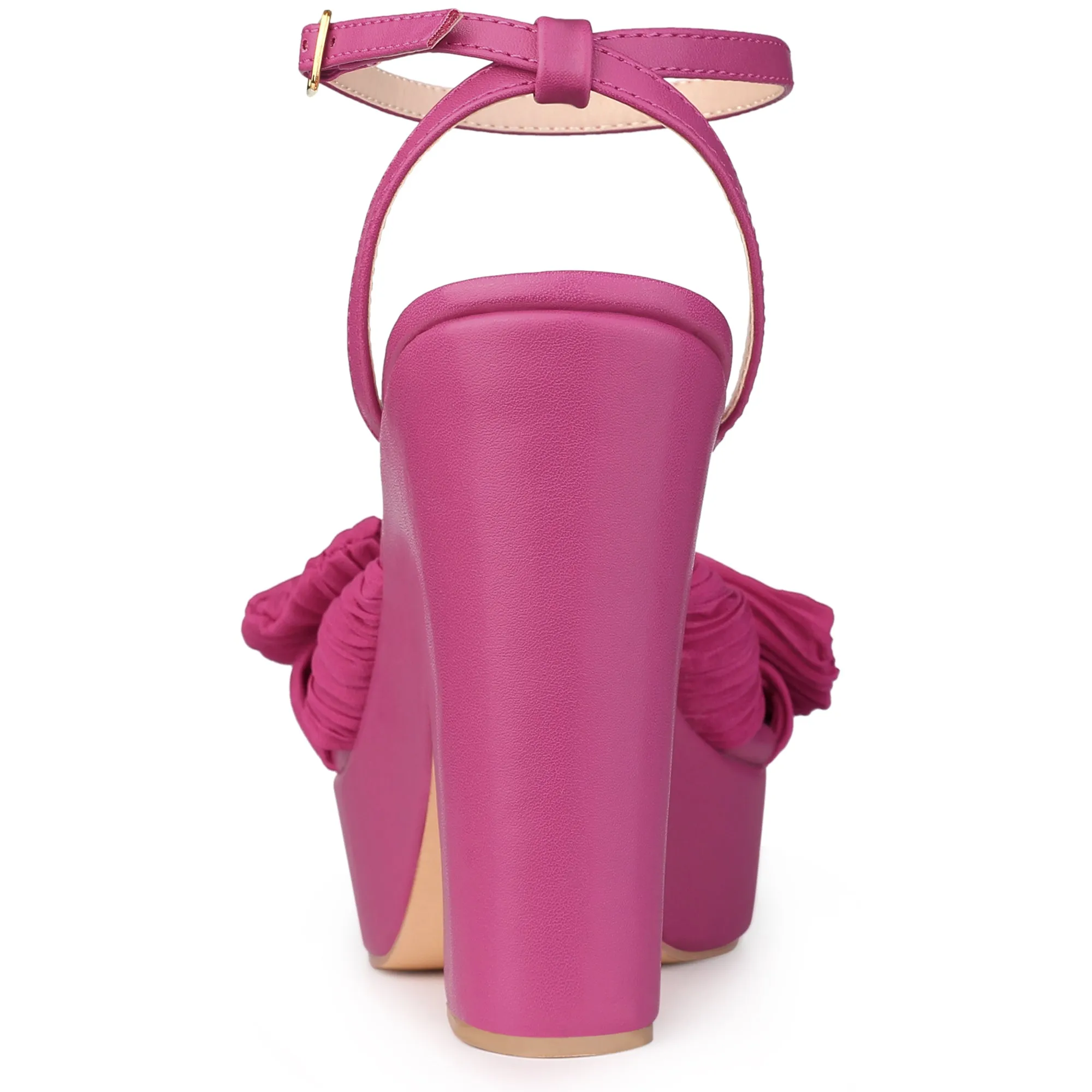 Women's Platform Pleated Bow Slingback Block High Heel Sandals sold by Allegra K product image thumbnail 4