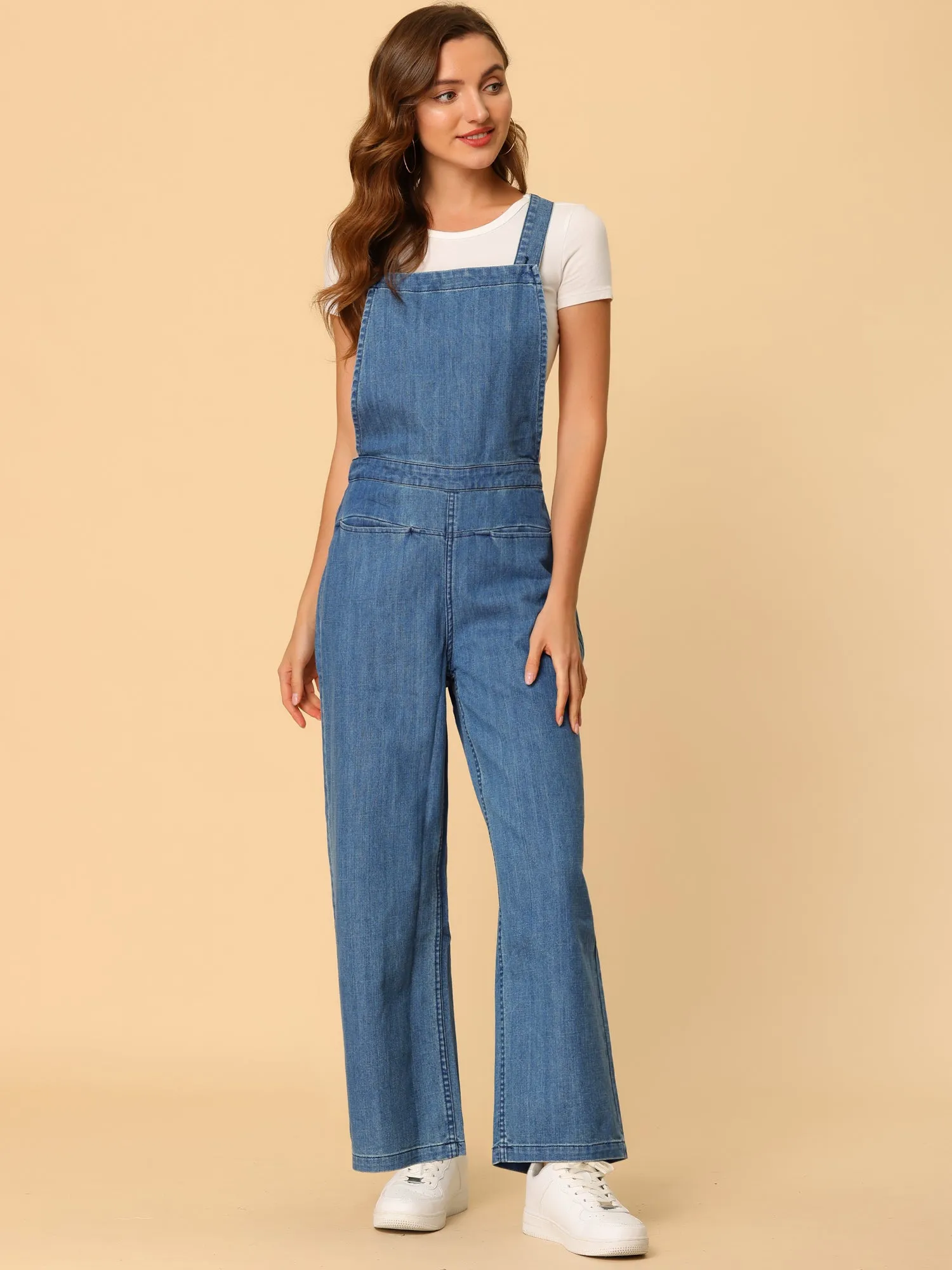 Overall Jeans Bib Straps Elastic Waist Denim Jumpsuits sold by Allegra K product image thumbnail 3