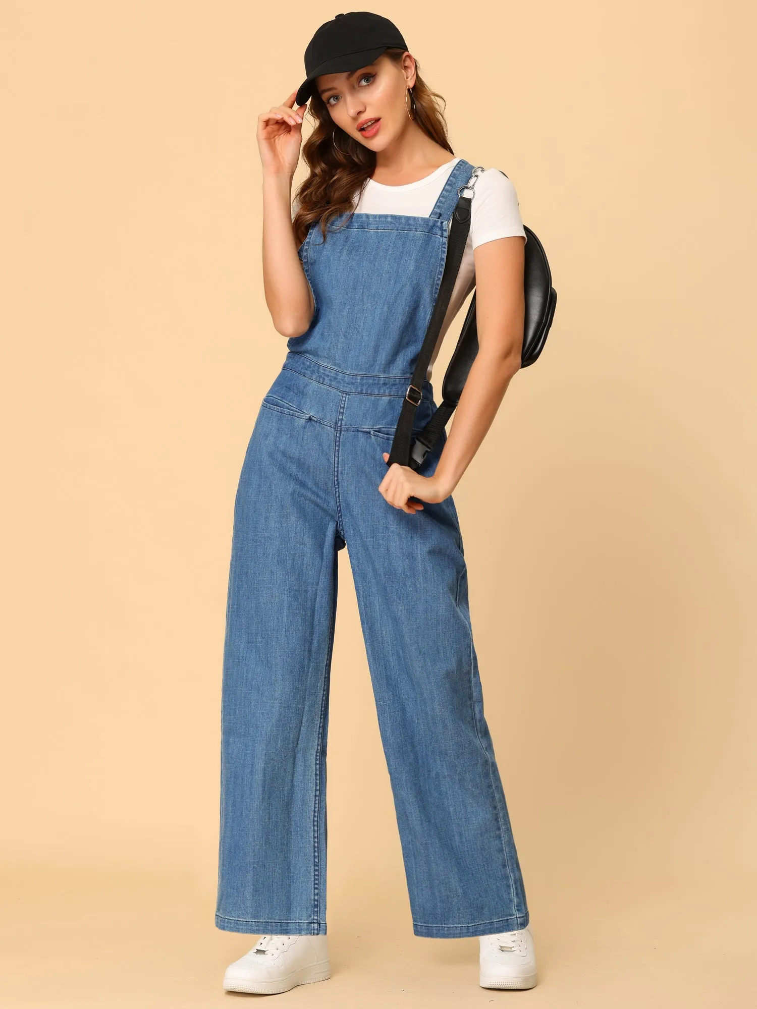 Overall Jeans Bib Straps Elastic Waist Denim Jumpsuits sold by Allegra K product image thumbnail 2
