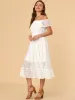 Off Shoulder Sleeveless Bridesmaid Wedding Lace Mini Lining Dress sold by Allegra K