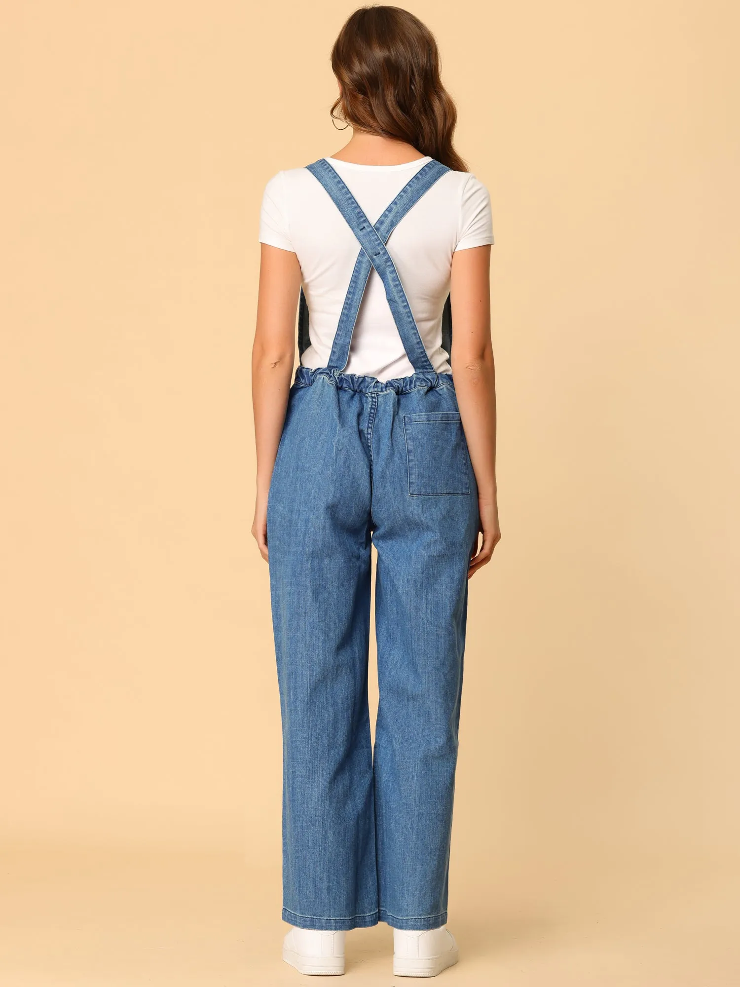 Overall Jeans Bib Straps Elastic Waist Denim Jumpsuits sold by Allegra K product image thumbnail 5