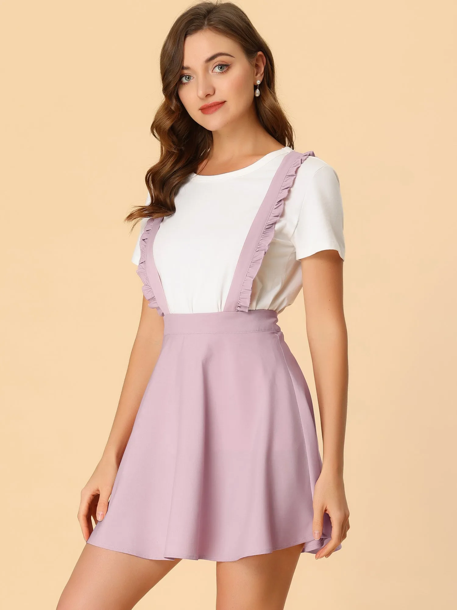 Adjustable Ruffle Strap Overall A-Line Mini Suspender Skirts sold by Allegra K product image thumbnail 4