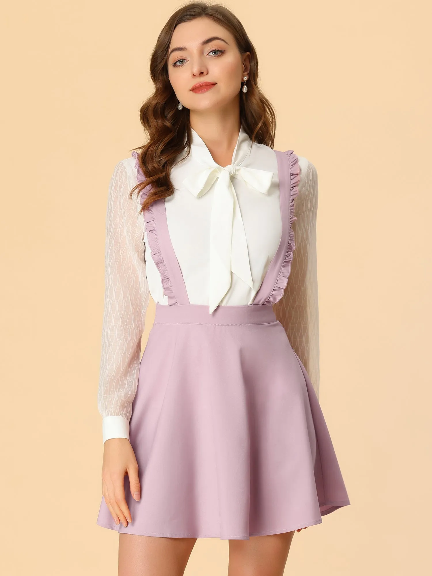 Adjustable Ruffle Strap Overall A-Line Mini Suspender Skirts sold by Allegra K product image thumbnail 2