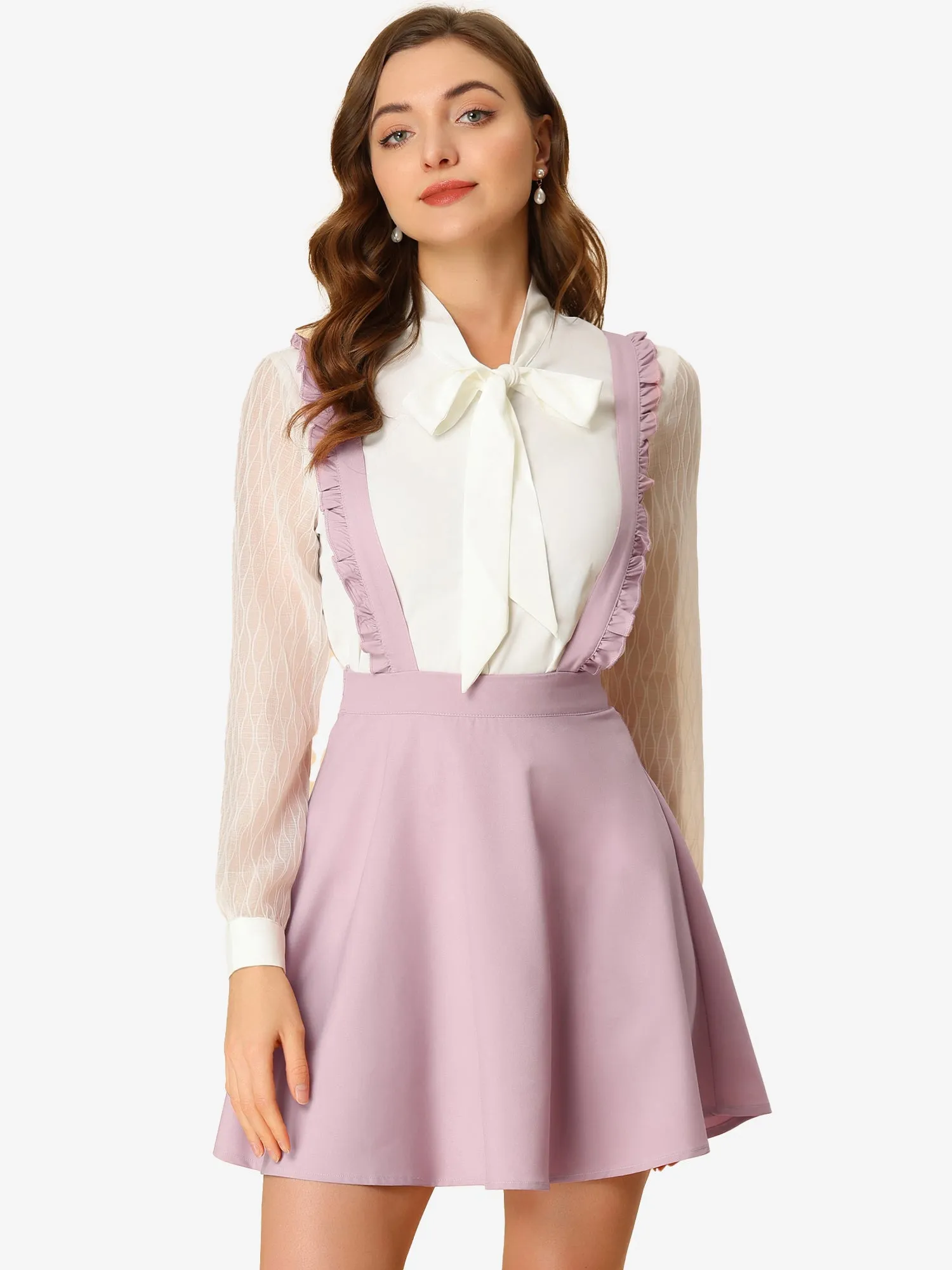 Adjustable Ruffle Strap Overall A-Line Mini Suspender Skirts sold by Allegra K