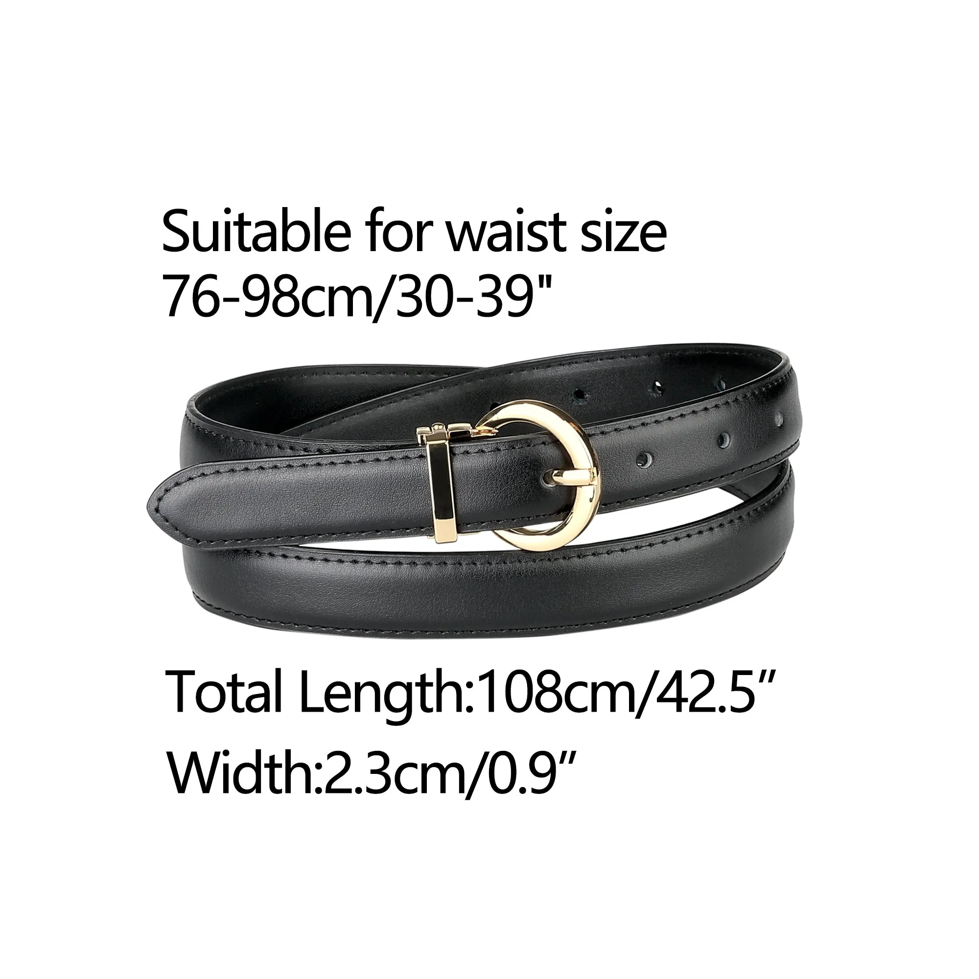 Skinny Faux Leather O Ring Metal Buckle Dress Pants Waist Belts sold by Allegra K product image thumbnail 3