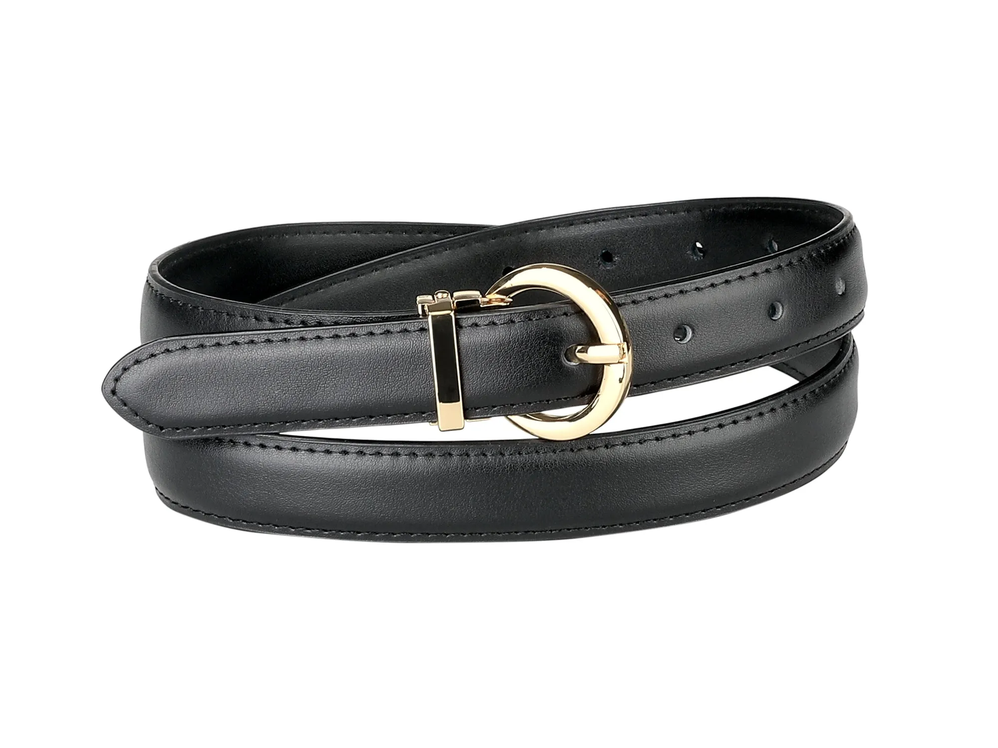 Skinny Faux Leather O Ring Metal Buckle Dress Pants Waist Belts sold by Allegra K