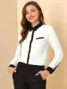 Contrast Collar Shirt Chiffon Long Sleeve Work Office Blouse sold by Allegra K