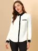Contrast Collar Shirt Chiffon Long Sleeve Work Office Blouse sold by Allegra K
