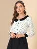 Long Sleeve Tops Heart Print Contras Boat Neck Button Up Shirt sold by Allegra K