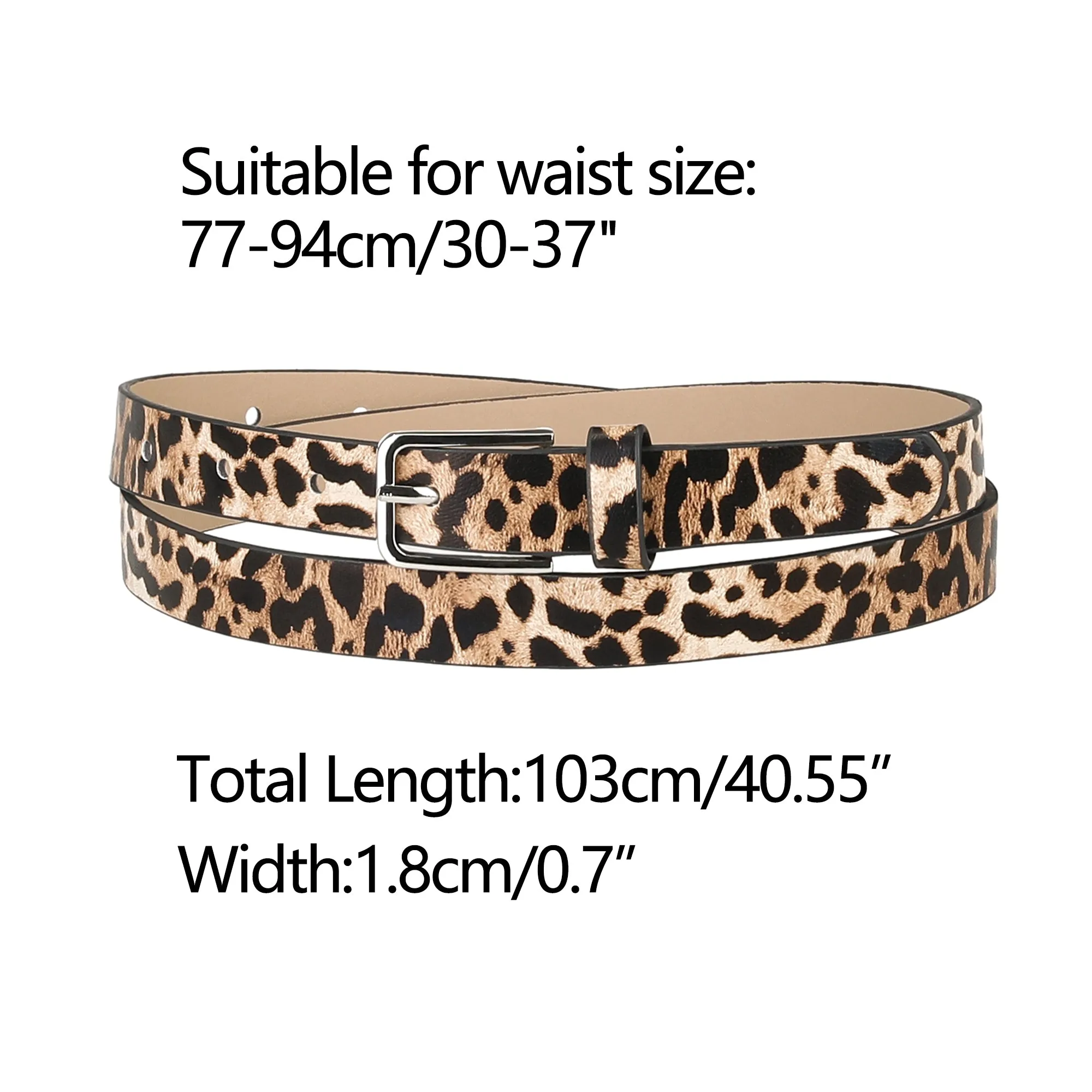Skinny Single Pin Buckle Animal Printed Thin Faux Leather Waist Belt sold by Allegra K product image thumbnail 3